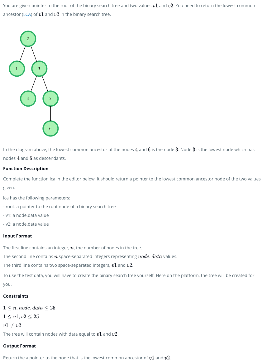 Binary Search Tree : Lowest Common Ancestor – Kickstart Coding