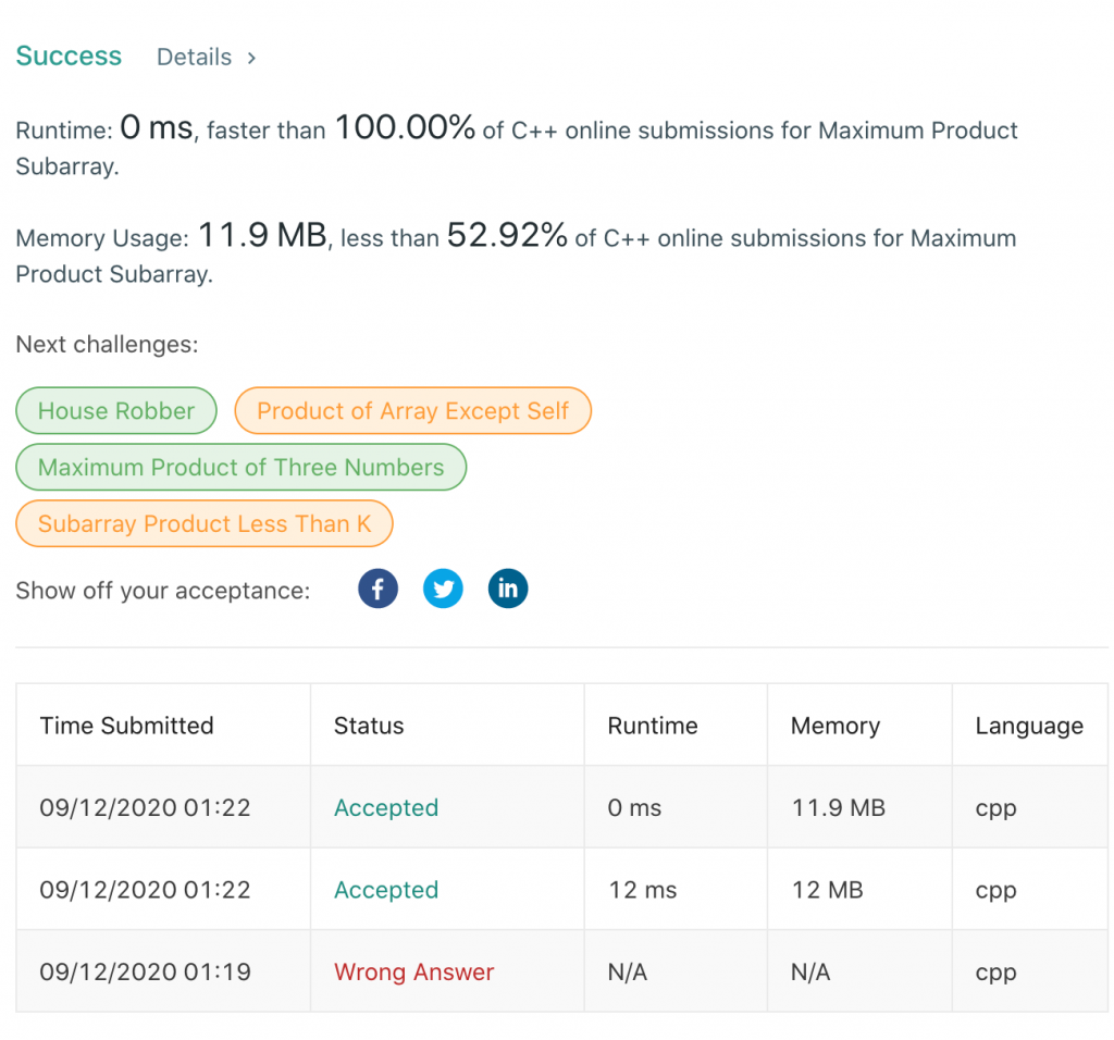 152 Maximum Product Subarray Kickstart Coding