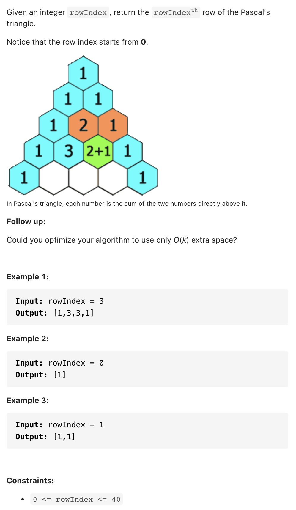 119. Pascal’s Triangle II – Kickstart Coding