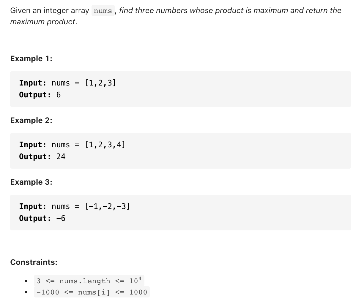 the product of three numbers in mathematical expression