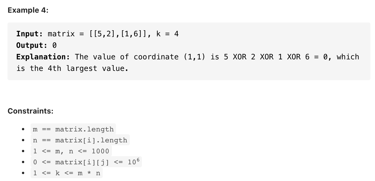 1738 find kth largest xor coordinate value kickstart coding