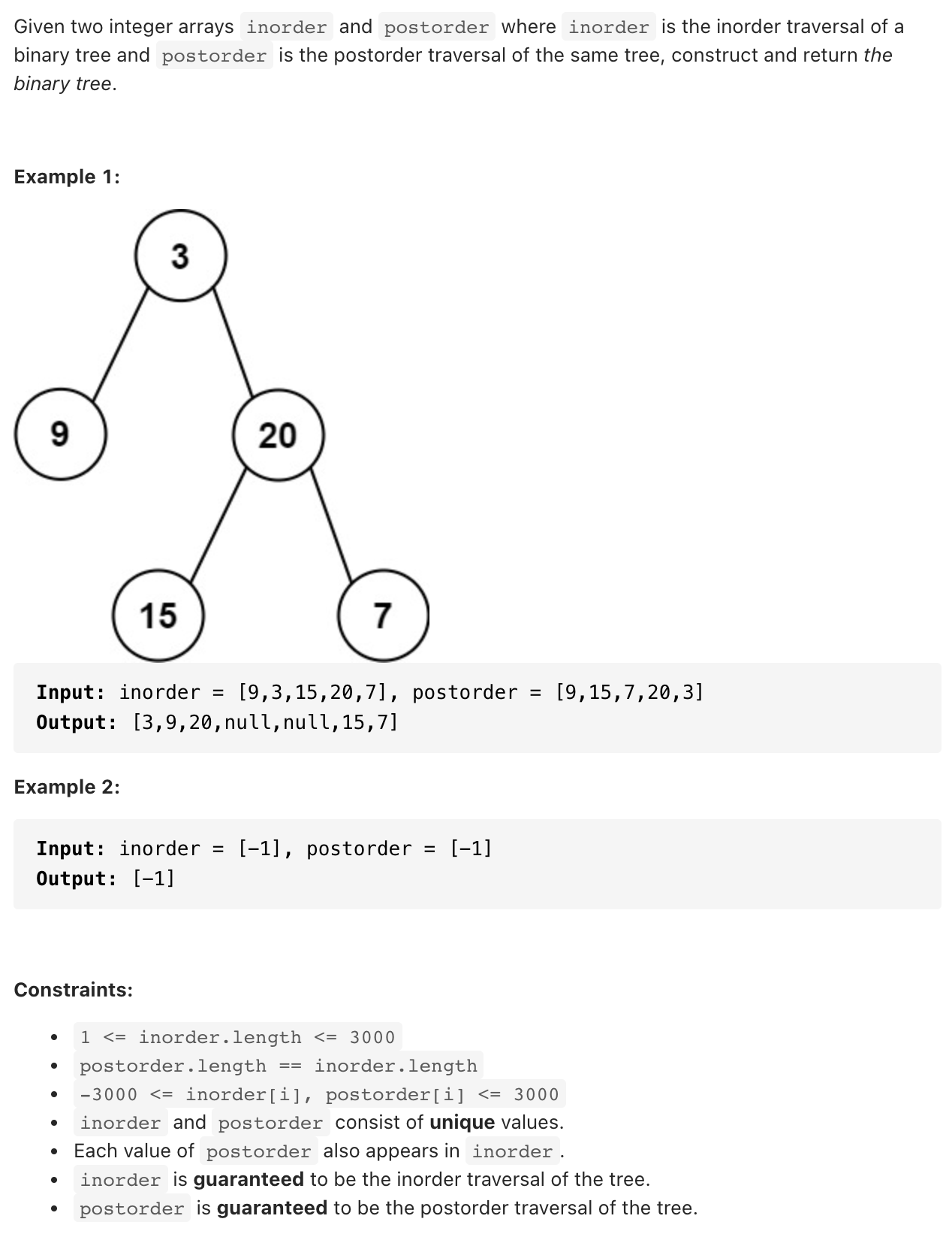 106 Construct Binary Tree From Inorder And Postorder Traversal Kickstart Coding 1383